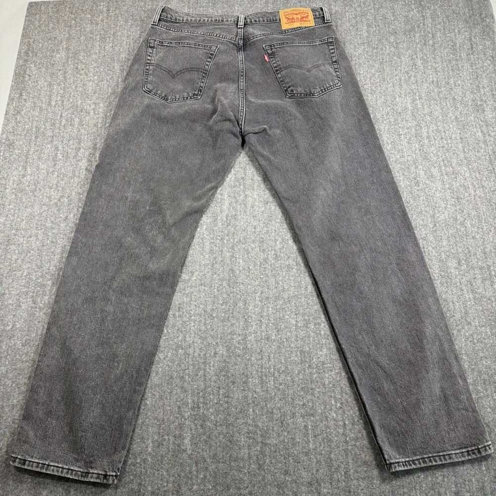 Levi's 505 Men's Jeans 36x32 Gray Black Regular Fit Stretch Denim